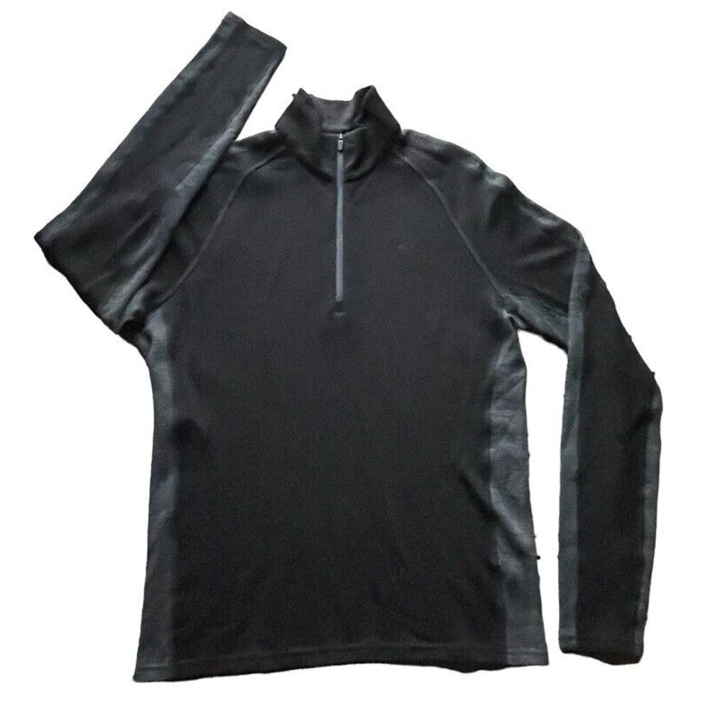 Icebreaker Merino Sweater Mens Medium Black  Wool Lightweight Pullover 1/4 MINT